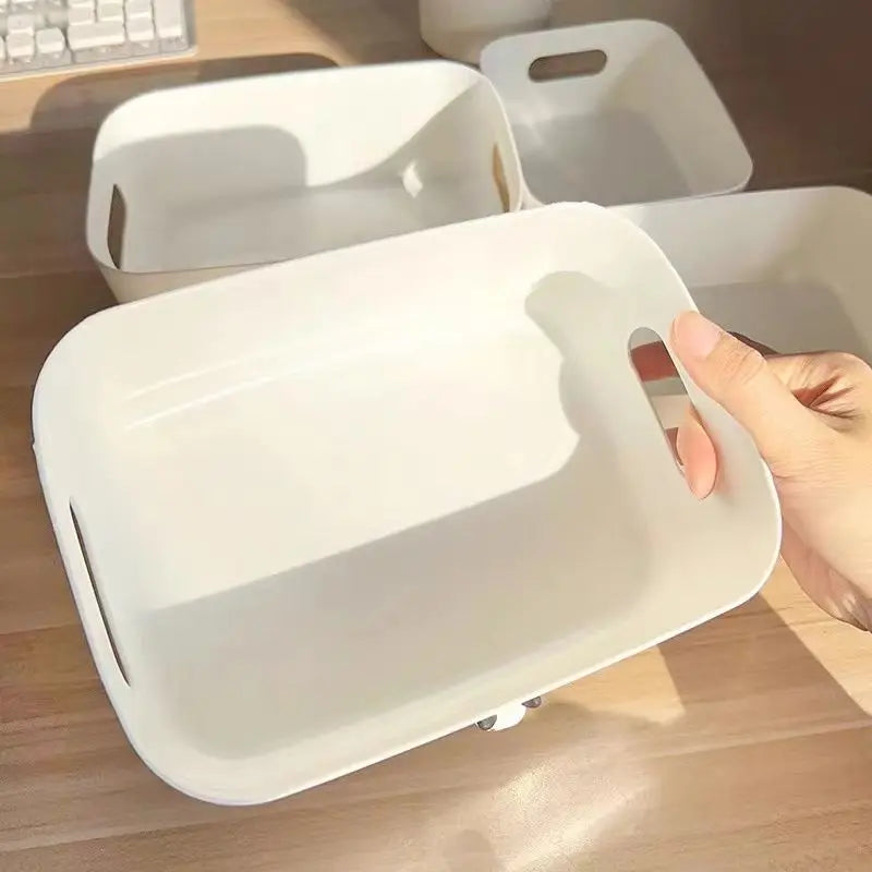 Ten-piece light-tone desktop storage bin set