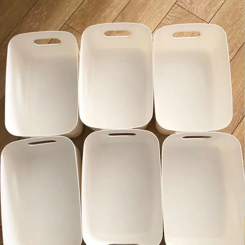 Ten-piece light-tone desktop storage bin set