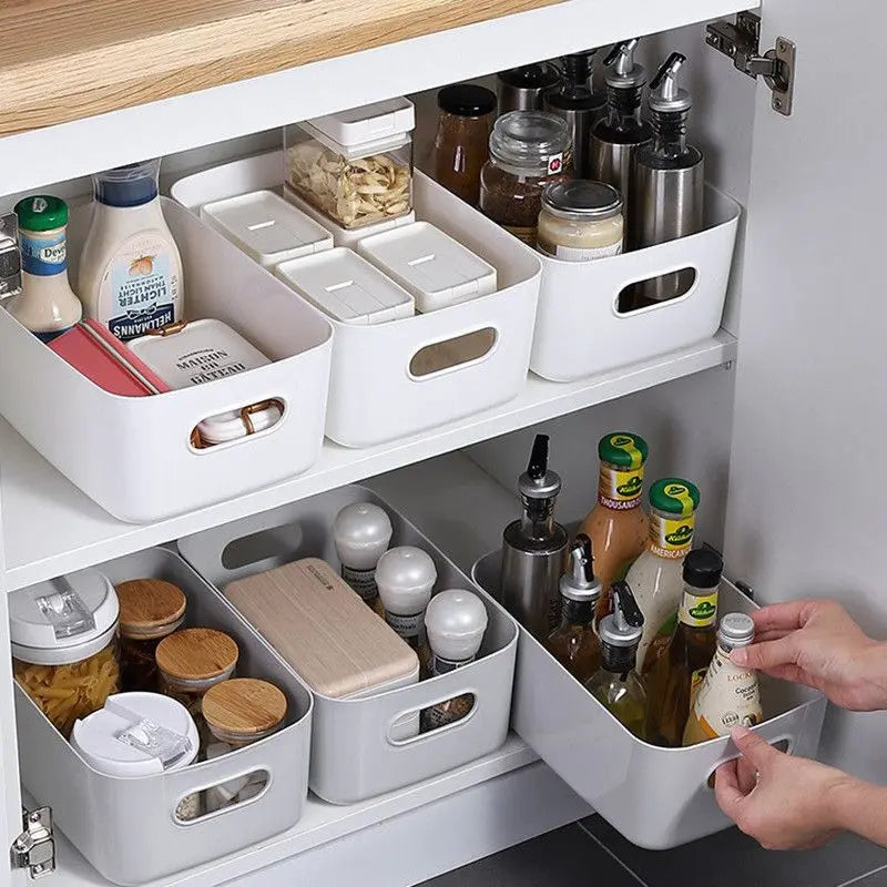 Ten-piece light-tone desktop storage bin set