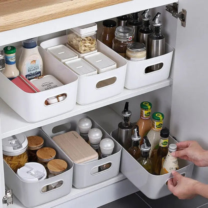 Ten-piece light-tone desktop storage bin set