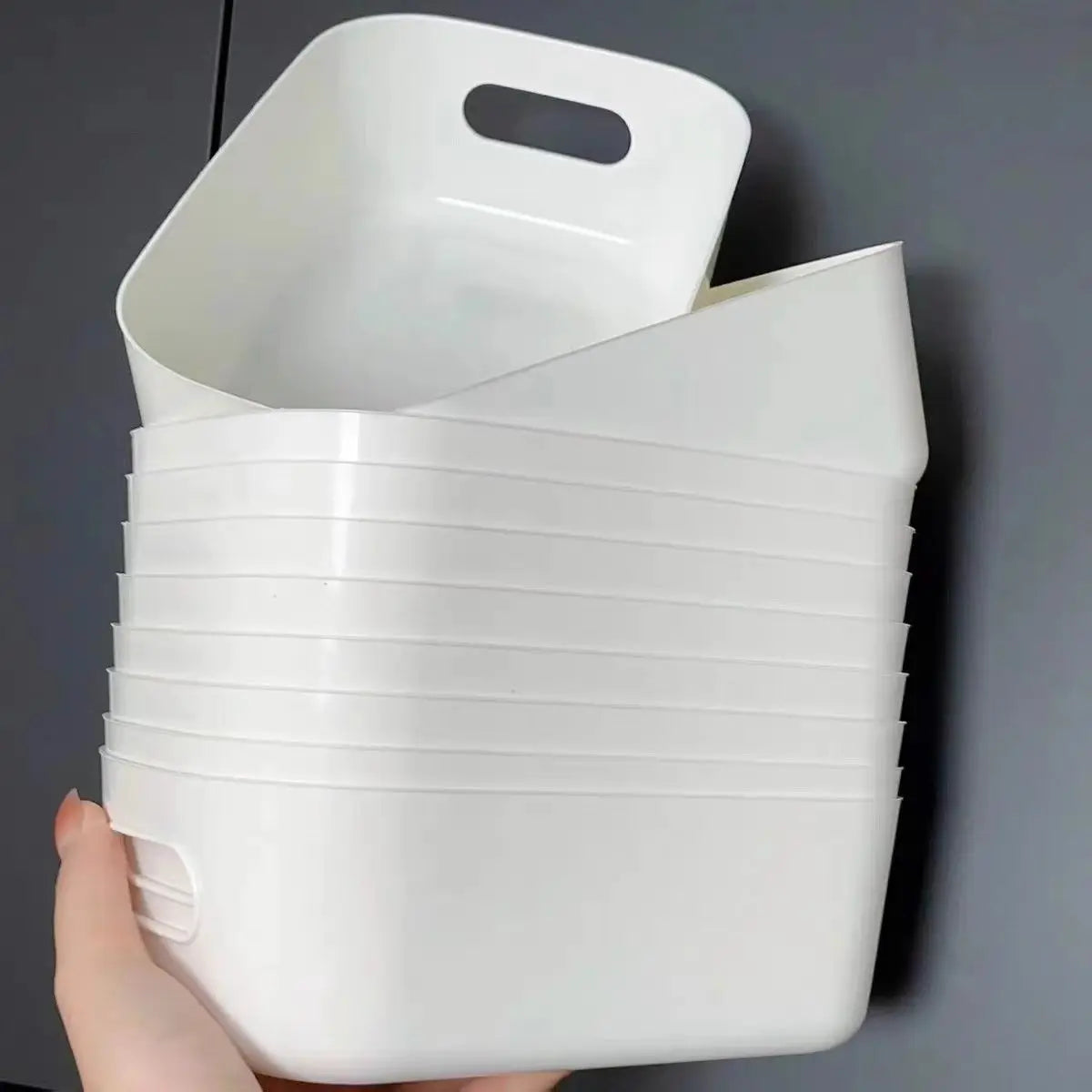 Ten-piece light-tone desktop storage bin set