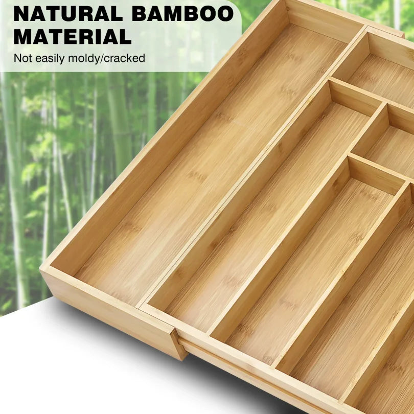 Beloryva Bamboo Cutlery Drawer Tray — product view 2