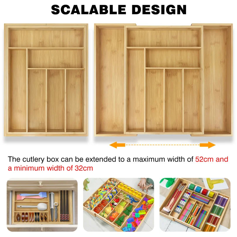 Beloryva Bamboo Cutlery Drawer Tray — product view 3