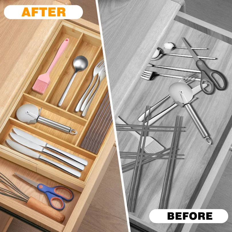 Beloryva Bamboo Cutlery Drawer Tray — product view 5