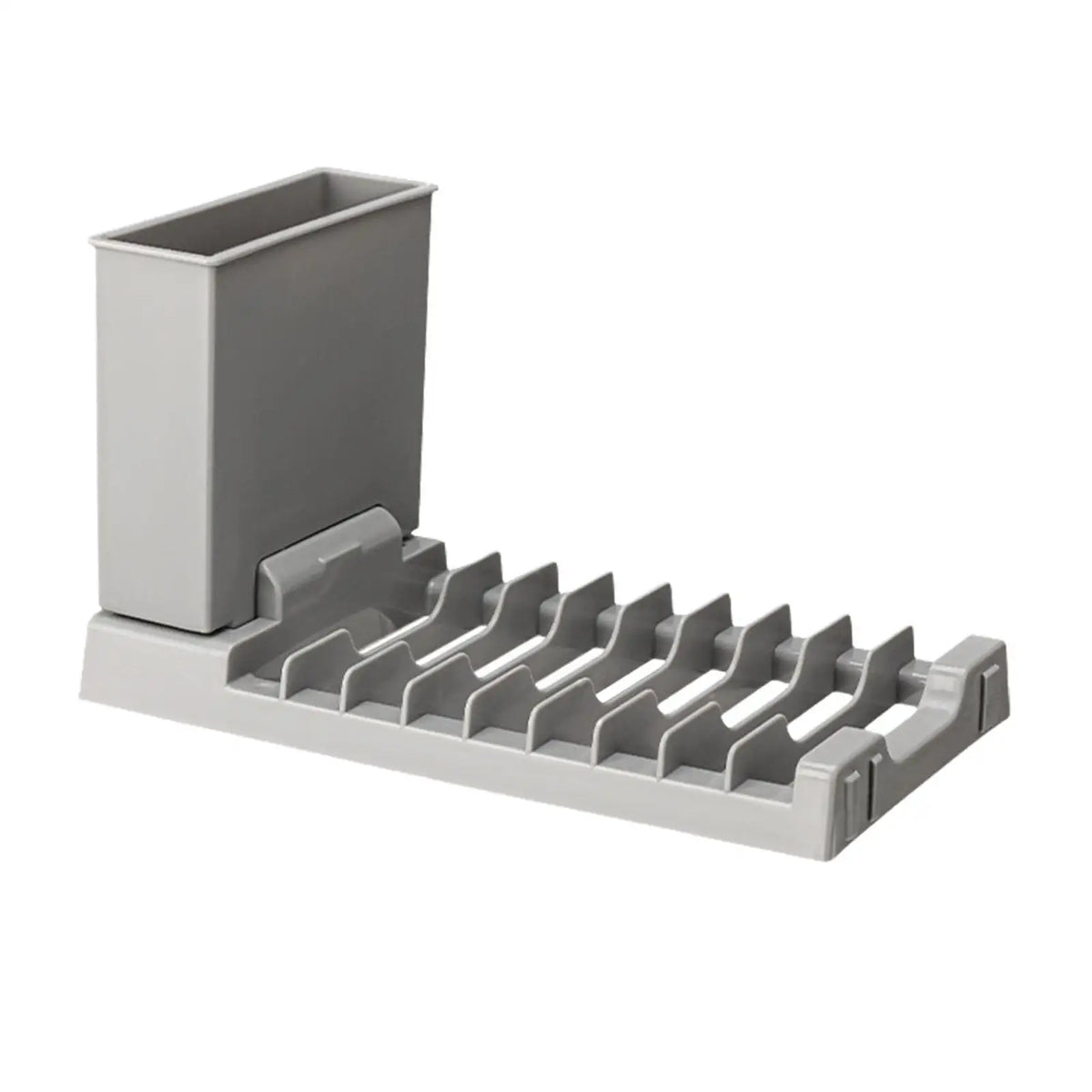 Compact dish drying rack for the countertop — Gray