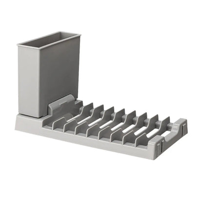 Compact dish drying rack for the countertop — Gray
