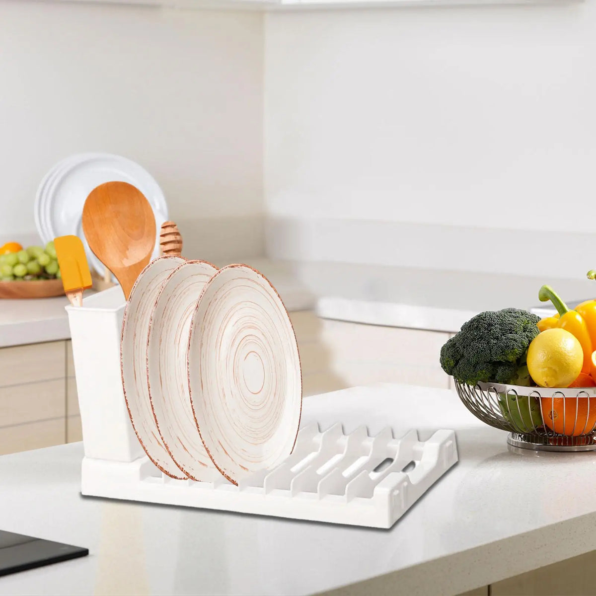 Compact dish drying rack for the countertop — White