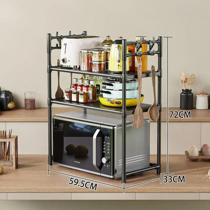 Beloryva Countertop Kitchen Storage Rack, 3 Tiers - Black