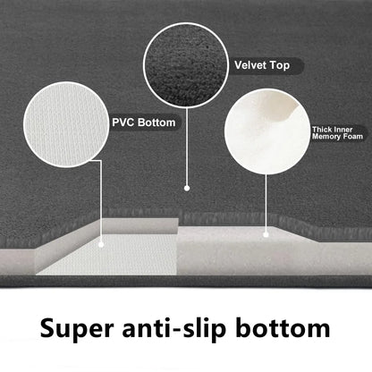 Diagram of the bath mat showing its cushioned surface and anti-slip underside