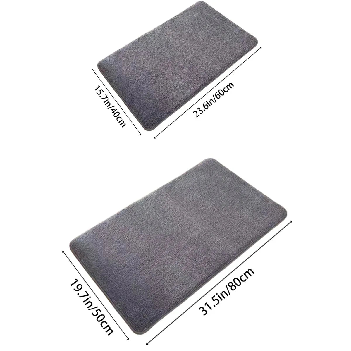 Folded grey bath mat showing its thickness