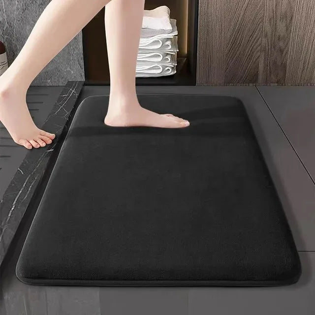 Black cushioned memory foam bath mat