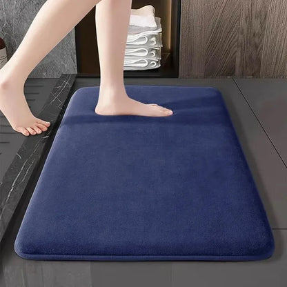 Navy cushioned memory foam bath mat