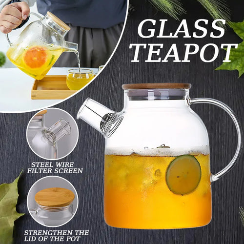 Beloryva Glass Teapot with Wooden Lid — product view 1