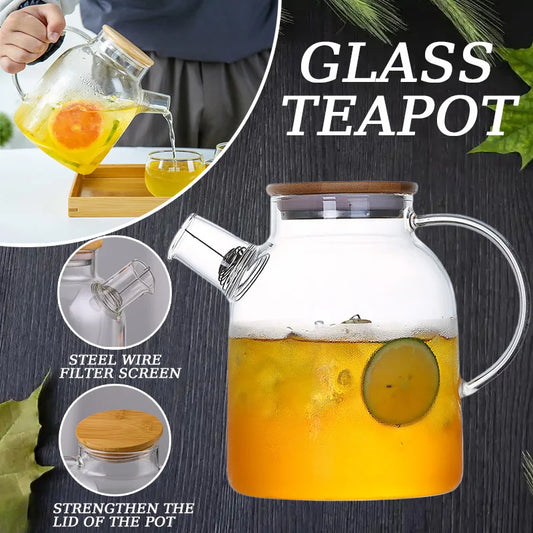 Beloryva Glass Teapot with Wooden Lid — product view 1