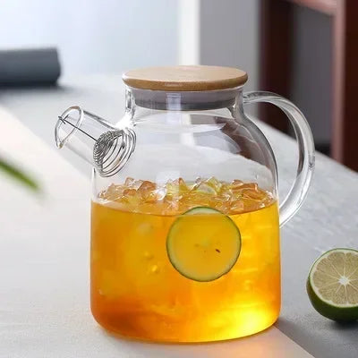 Beloryva Glass Teapot with Wooden Lid, 60.9 fl oz (1.8 L)