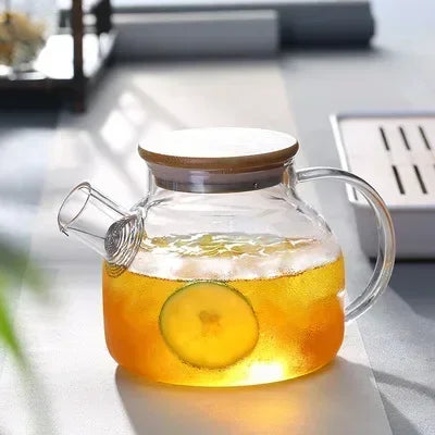 Beloryva Glass Teapot with Wooden Lid, 33.8 fl oz (1 L)