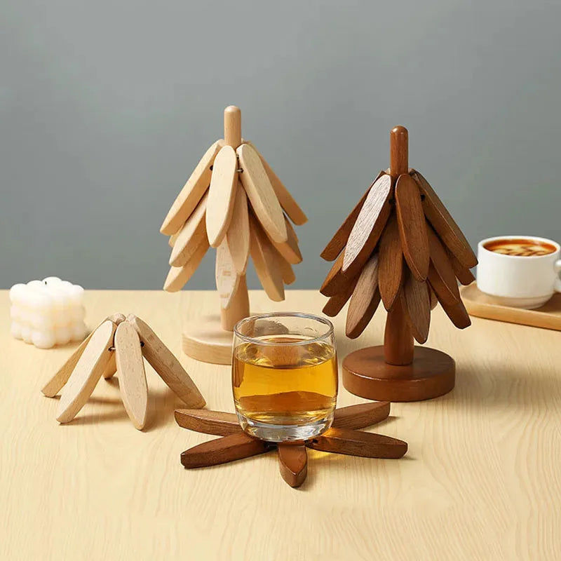Beloryva Leaf-Shaped Bamboo Coasters — product view 2
