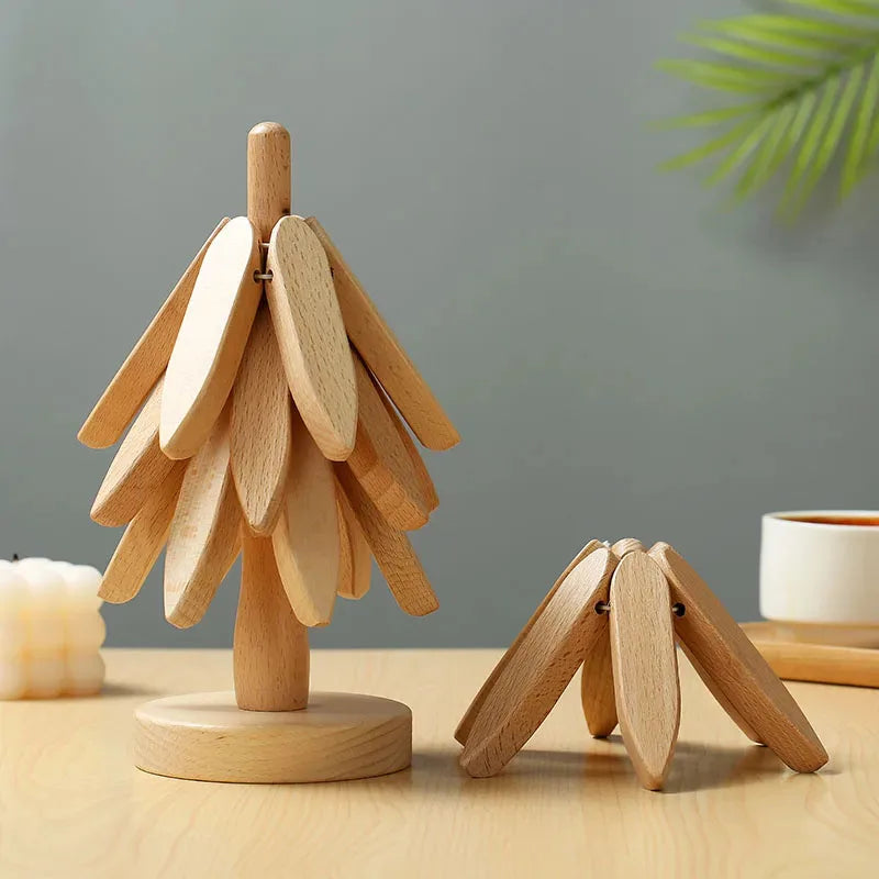 Beloryva Leaf-Shaped Bamboo Coasters — product view 3