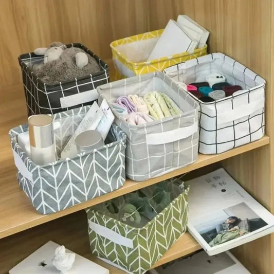 Beloryva Light Gray Grid-Pattern Storage Basket — product view 1