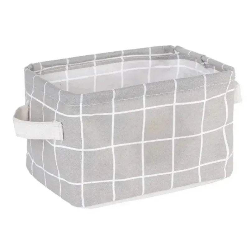 Beloryva Light Gray Grid-Pattern Storage Basket — product view 3