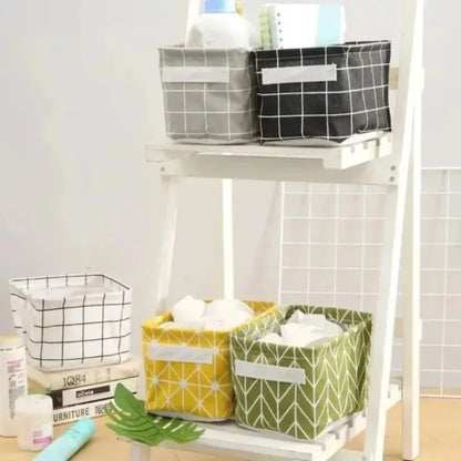 Beloryva Light Gray Grid-Pattern Storage Basket — product view 4