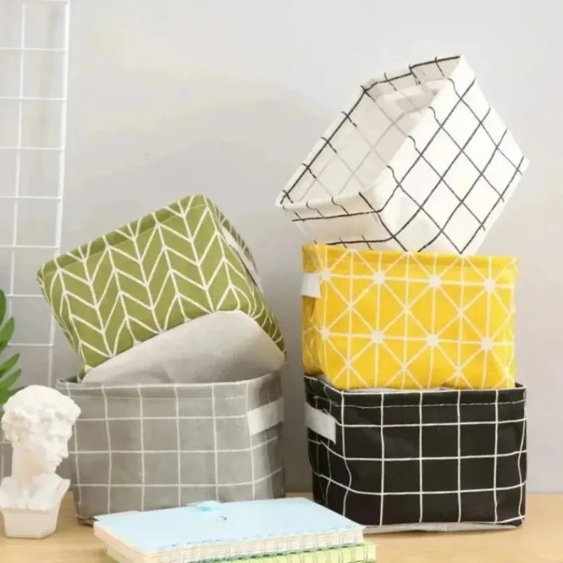 Beloryva Light Gray Grid-Pattern Storage Basket — product view 5