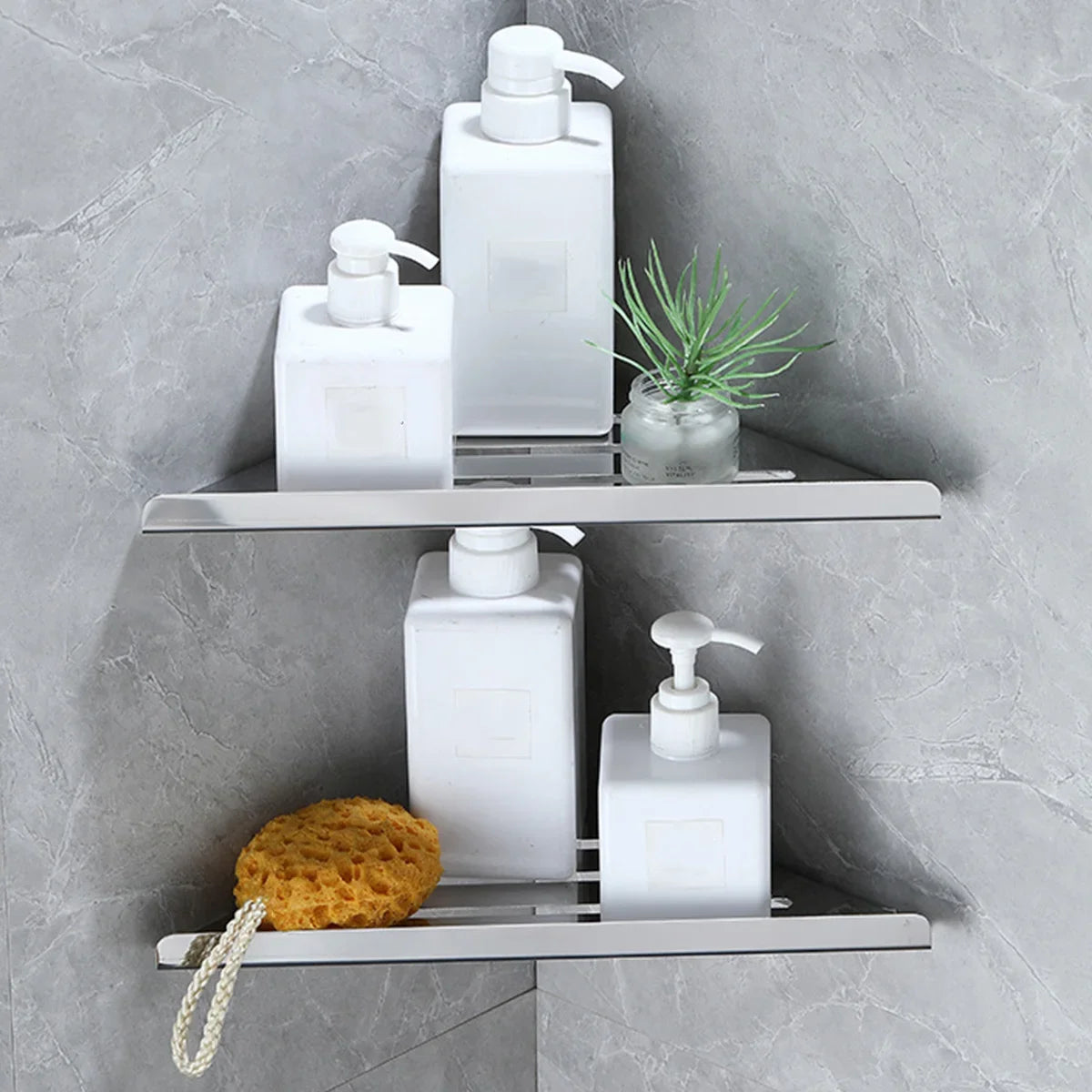 Stainless steel corner shower shelf