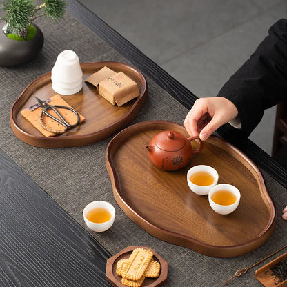 Oval wooden serving tray