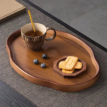 Oval wooden serving tray