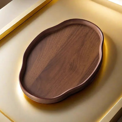 Oval wooden serving tray