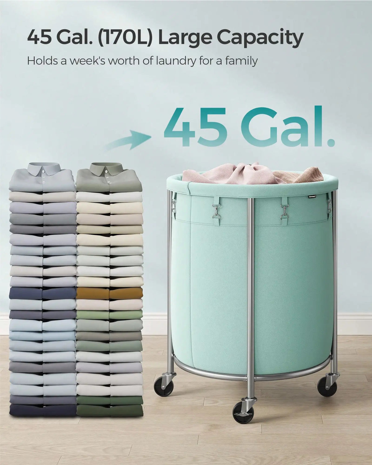 Beloryva Rolling Laundry Basket — product view 2
