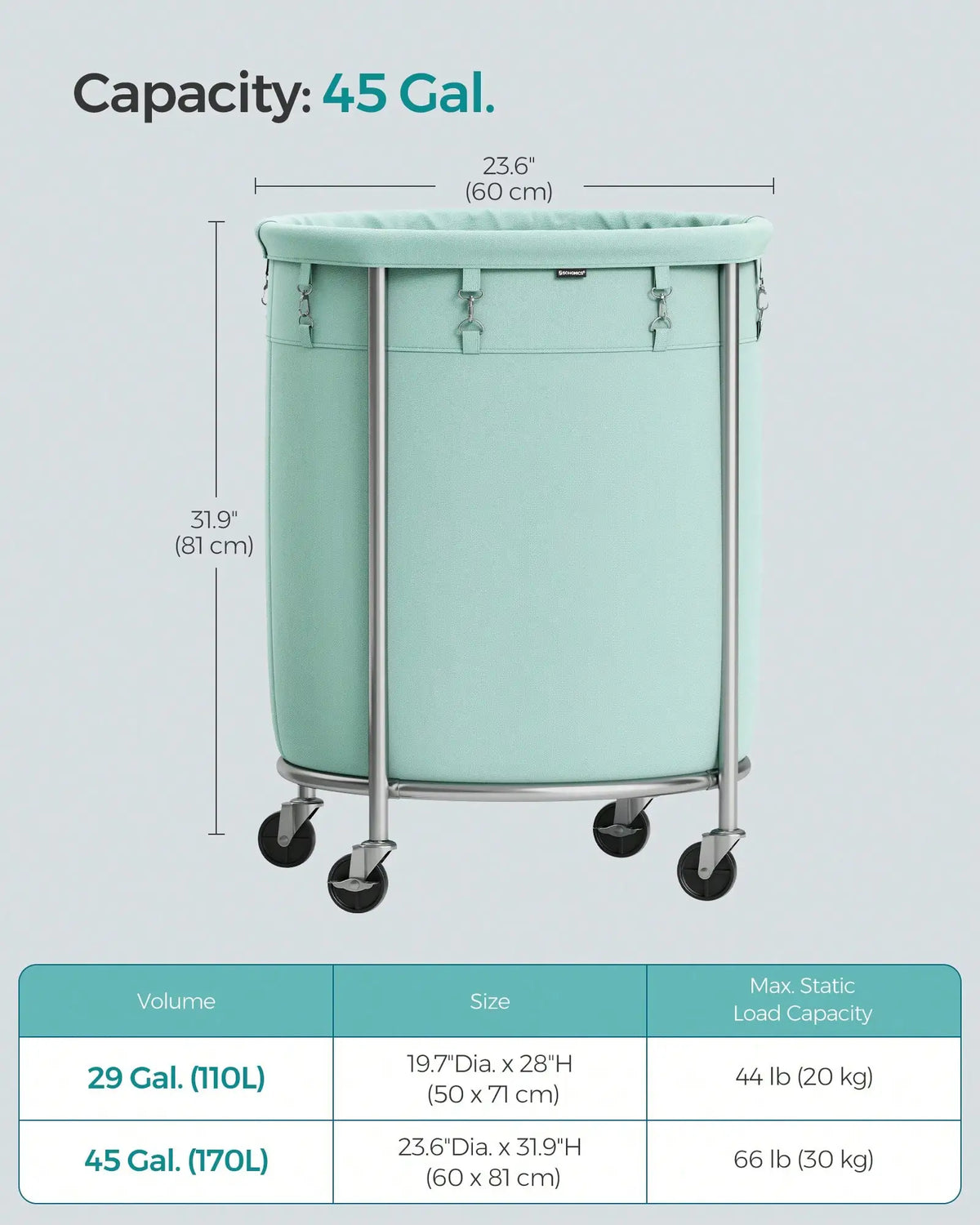 Beloryva Rolling Laundry Basket — product view 5