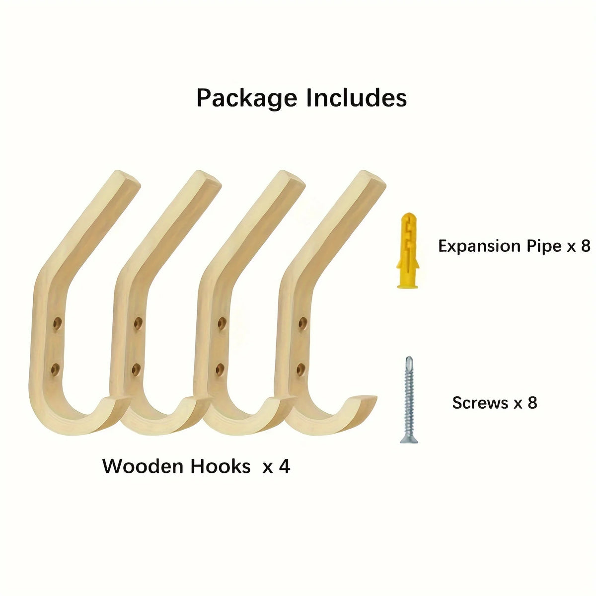 Beloryva Set of 4 Wooden Wall Hooks — product view 3