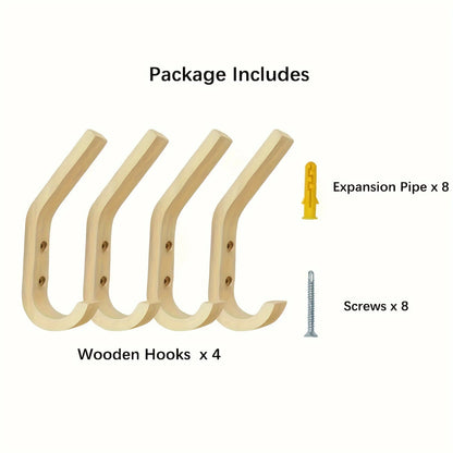Beloryva Set of 4 Wooden Wall Hooks — product view 3