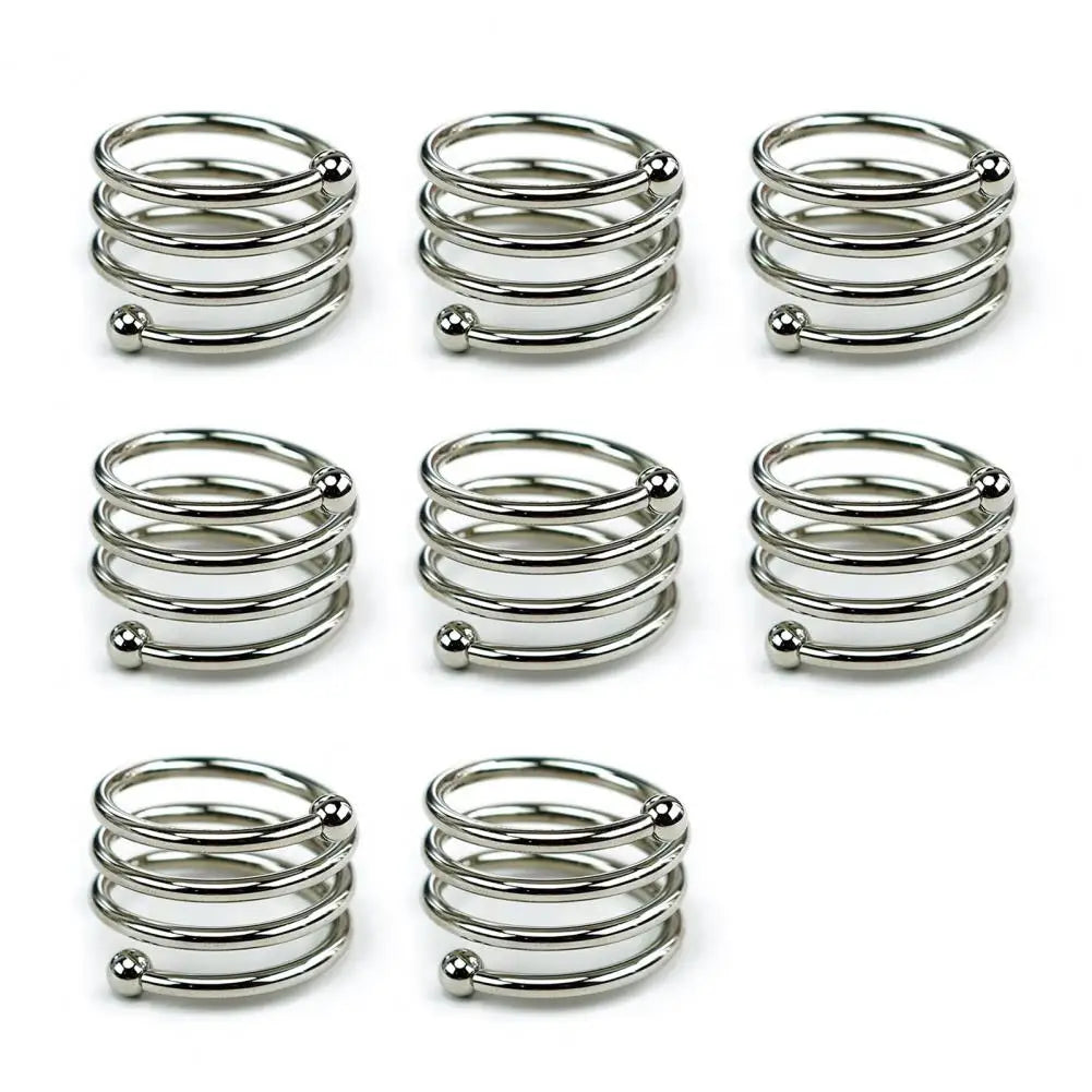 Beloryva Set of 8 Spiral Metal Napkin Rings, Silver