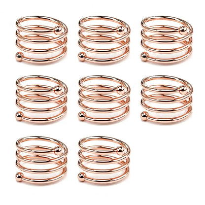 Beloryva Set of 8 Spiral Metal Napkin Rings, Rose Gold