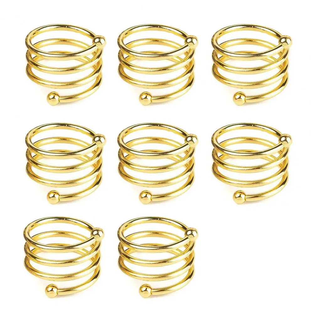 Beloryva Set of 8 Spiral Metal Napkin Rings, Gold