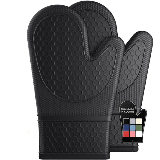 Beloryva Silicone Oven Mitt Set, Black