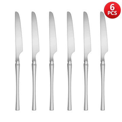 Beloryva Silver-Tone Stainless Steel Flatware — 6 to 24 Pieces, 6 Knives