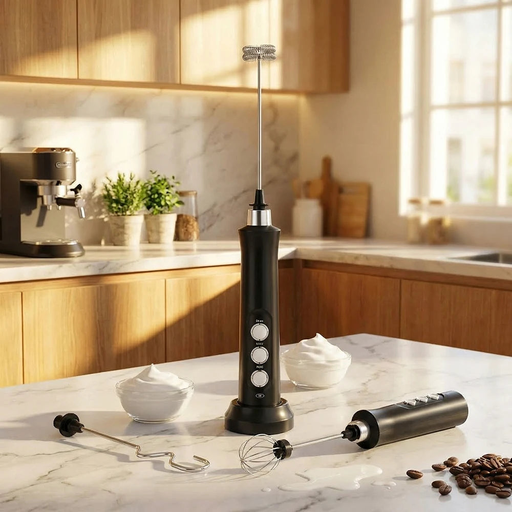 Rechargeable handheld milk frother