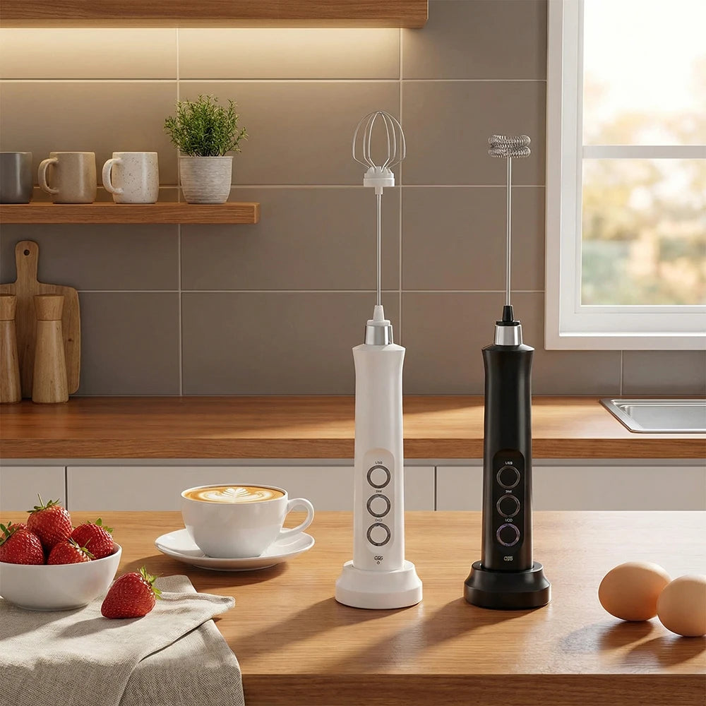 Rechargeable handheld milk frother