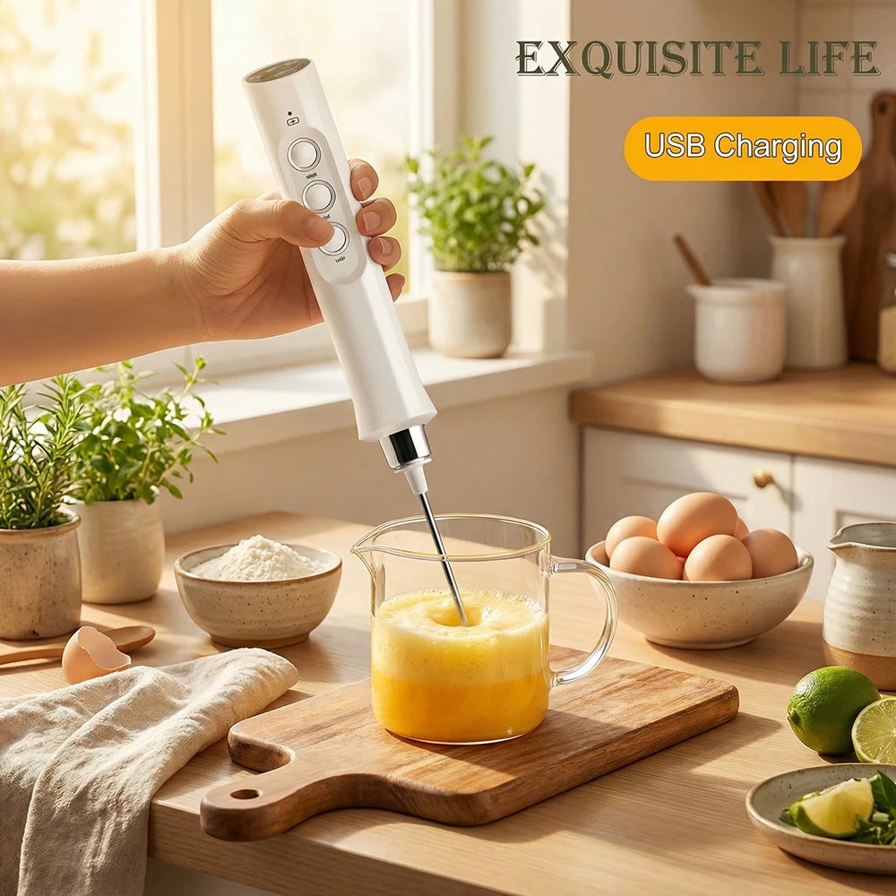 Rechargeable handheld milk frother
