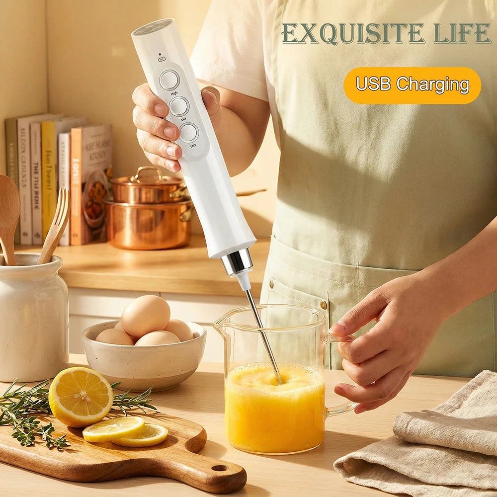 Rechargeable handheld milk frother