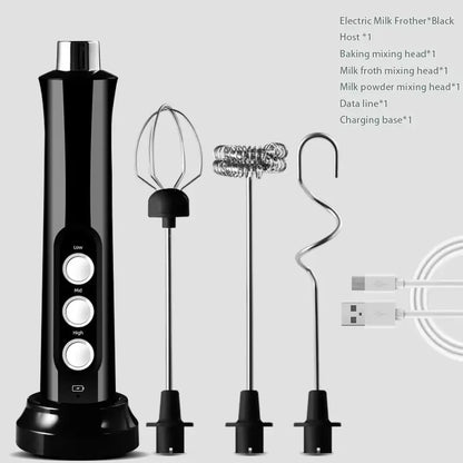 Rechargeable handheld milk frother — Black