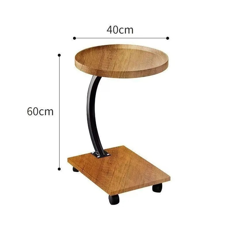Compact two-tier side table — Natural Wood - B