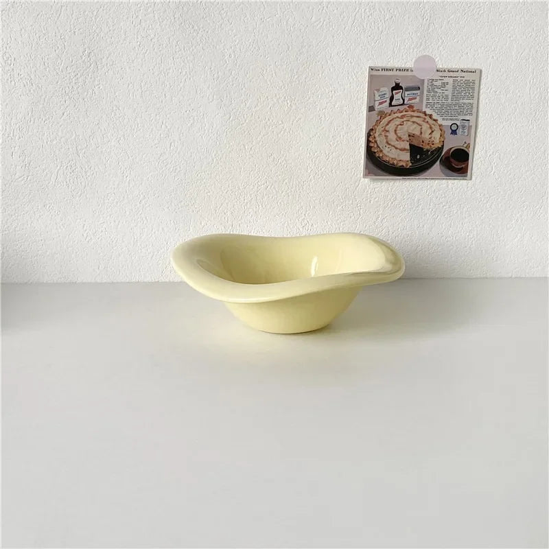 Beloryva Wavy Ceramic Serving Bowl, Yellow