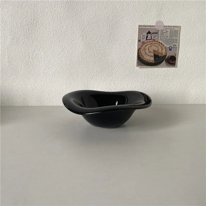 Beloryva Wavy Ceramic Serving Bowl, Black