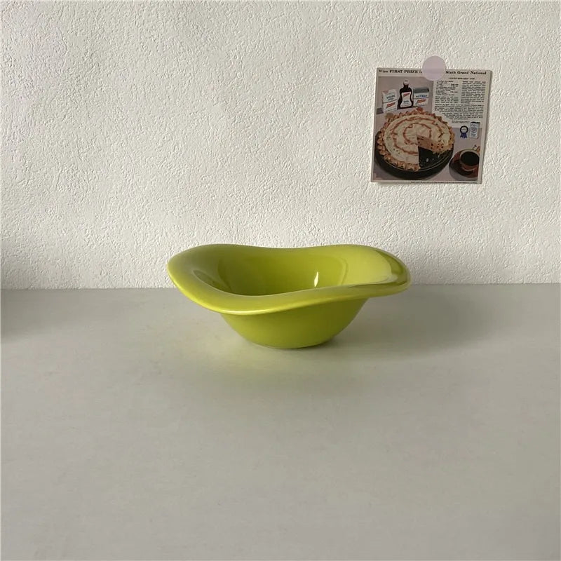 Beloryva Wavy Ceramic Serving Bowl, Green