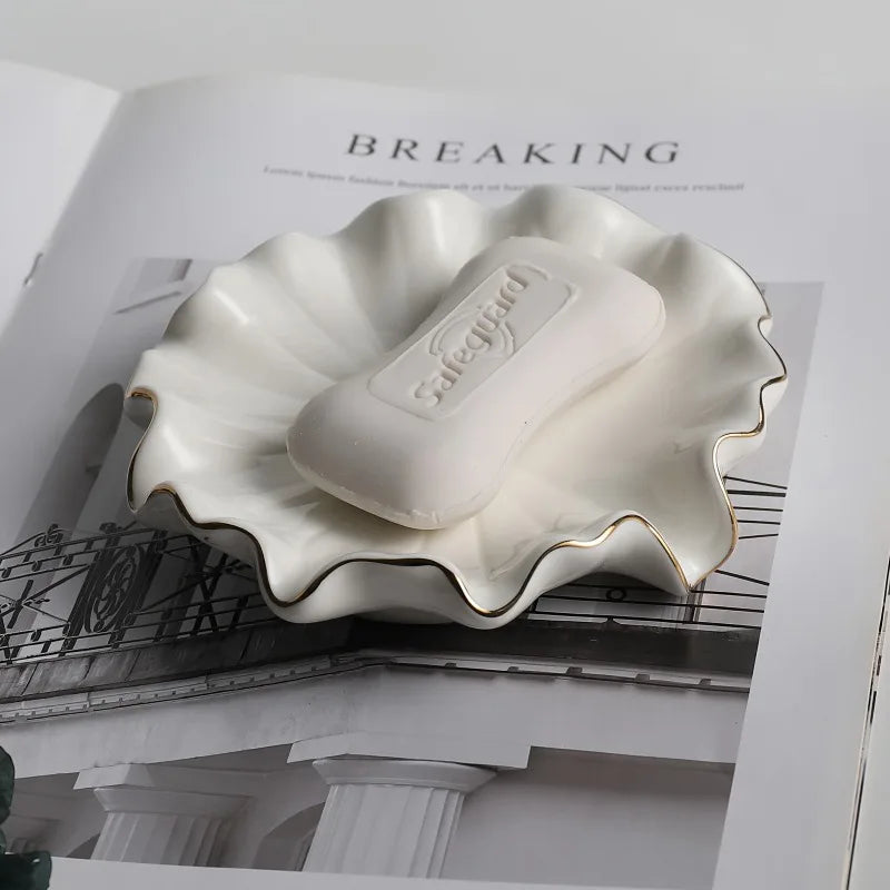 Beloryva White Shell-Style Ceramic Soap Dish — product view 1