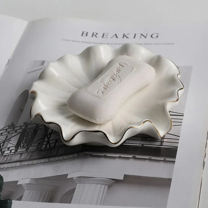 Beloryva White Shell-Style Ceramic Soap Dish — product view 1